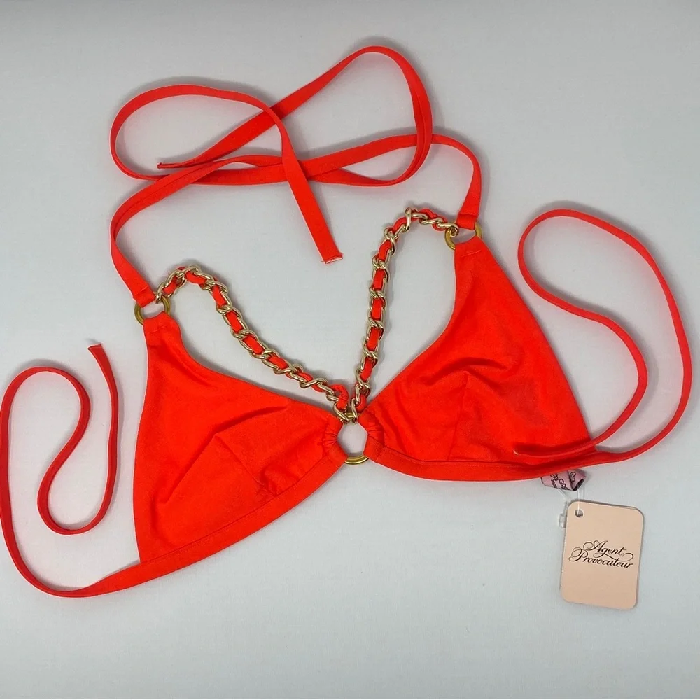 Agent Provocateur Harper Coral Chain Bikini Top AP2 Small NWT $200 - Picture 1 of 11